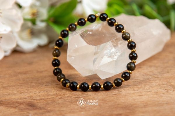Sort obsidian armbånd