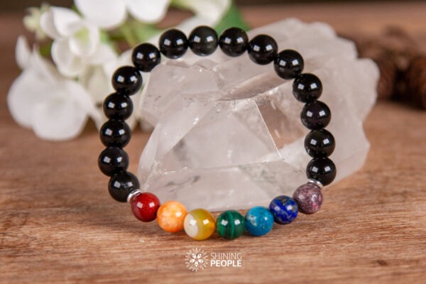 Chakra armbånd med sort obsidian