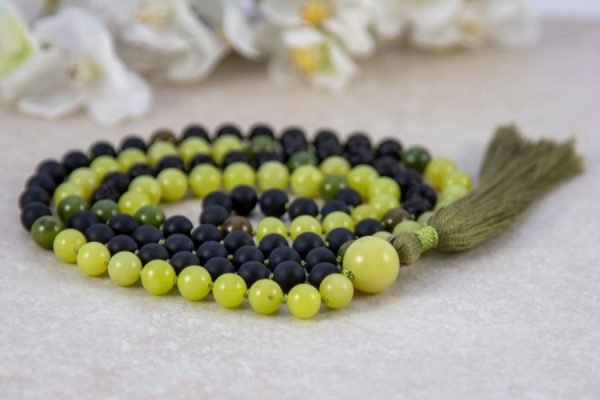 Mala med lemon jade og agat