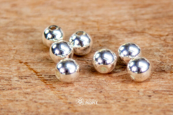 Sølv hæmatit perler 6mm